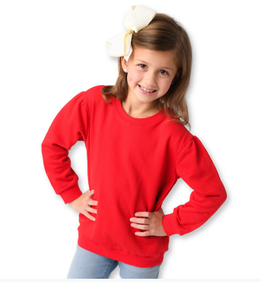 CUSTOM Girls Puff Sleeve Sweatshirt